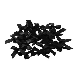 Pre-Made Ribbon Bow 10mm Satin Black Pack 24 (3.5cm)