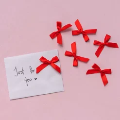 Pre-Made Ribbon Bow 10mm Satin Red Pack 24 (3.5cm)