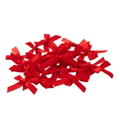 Pre-Made Ribbon Bow 10mm Satin Red Pack 24 (3.5cm)