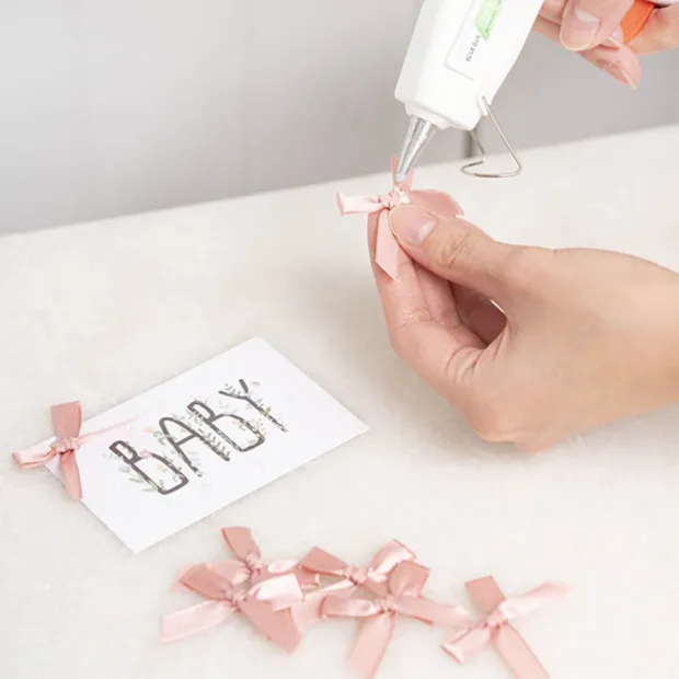 Pre-Made Ribbon Bow 10mm Satin Dust Pink Pack 24 (3.5cm)