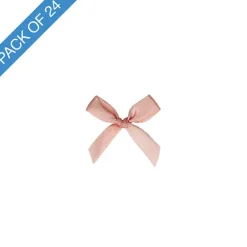 Pre-Made Ribbon Bow 10mm Satin Dust Pink Pack 24 (3.5cm)