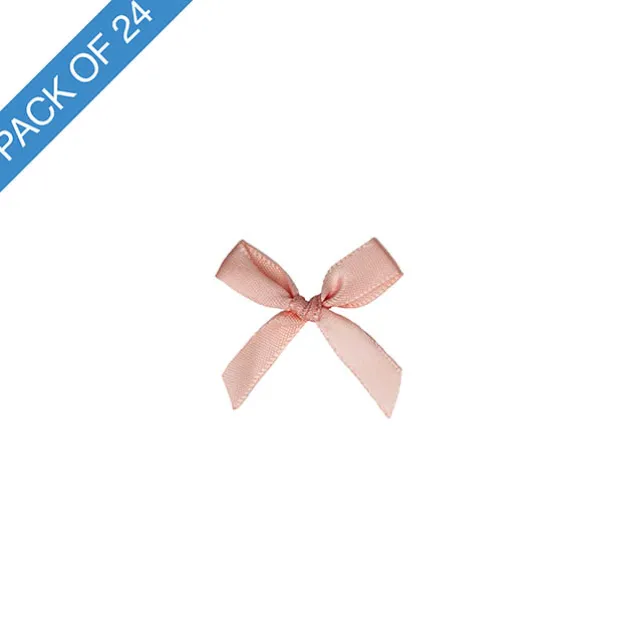 Pre-Made Ribbon Bow 10mm Satin Dust Pink Pack 24 (3.5cm)