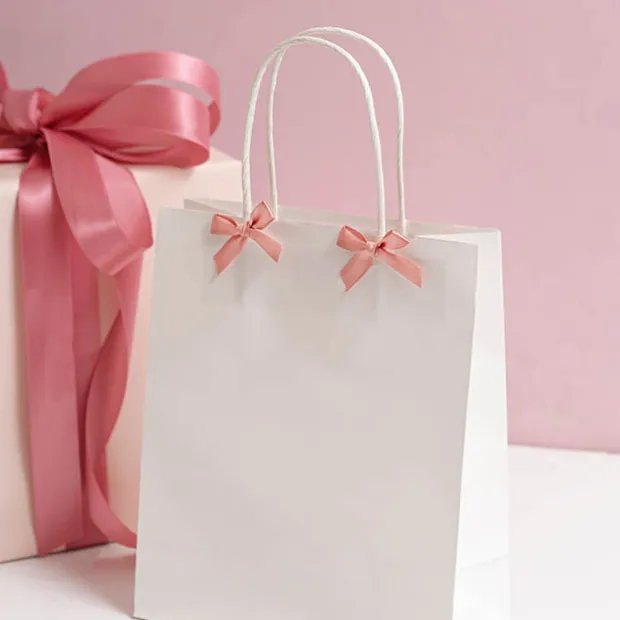 Pre-Made Ribbon Bow 10mm Satin Dust Pink Pack 24 (3.5cm)