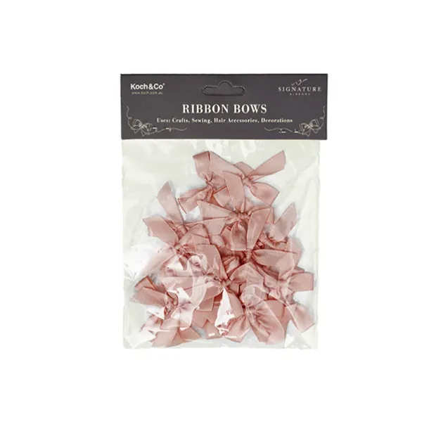 Pre-Made Ribbon Bow 10mm Satin Dust Pink Pack 24 (3.5cm)