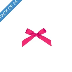 Pre-Made Ribbon Bow 10mm Satin Hot Pink Pack 24 (3.5cm)