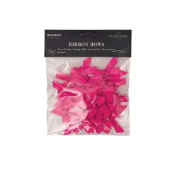 Pre-Made Ribbon Bow 10mm Satin Hot Pink Pack 24 (3.5cm)