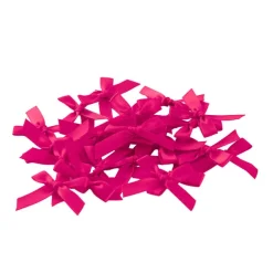 Pre-Made Ribbon Bow 10mm Satin Hot Pink Pack 24 (3.5cm)
