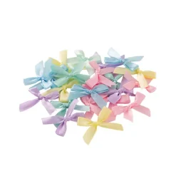 Pre-Made Ribbon Bow 10mm Satin Pastels Mix Pack 48 (3.5Lcm)