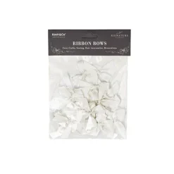 Pre-Made Ribbon Bow 10mm Satin White Pack 24 (3.5cm)