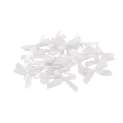 Pre-Made Ribbon Bow 10mm Satin White Pack 24 (3.5cm)