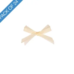 Pre-Made Ribbon Bow Organza Satin Ivory Pack 24 (6mmx5cm)
