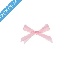 Pre-Made Ribbon Bow Organza Satin Baby Pink Pk24 (6mmx5cm)