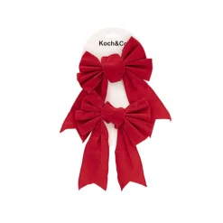 Pre-Made Ribbon Bow Velvet 4 Loops Pack 2 Red (15Wx21Lcm)