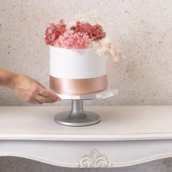 Premium Lazy Susan Rotating Stand Aluminium Silver(31x13cmH)