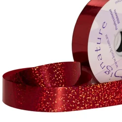 Premium Poly Ribbon Metallic Faux Glitter Red (30mmx91m)