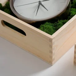 Premium Wooden Crate Box Tray Natural Small Set 2 31x23x8cmH