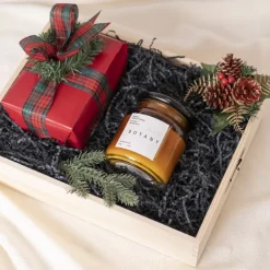 Premium Wooden Crate Box Tray Natural Small Set 2 31x23x8cmH