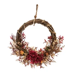 Preserved Dried Mixed Field Flower Wreath Wine (40cmD)