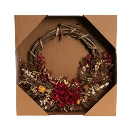 Preserved Dried Mixed Field Flower Wreath Wine (40cmD)