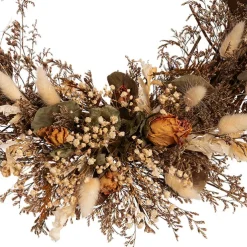 Preserved Dried Mixed Field Flower Wreath Beige (40cmD)