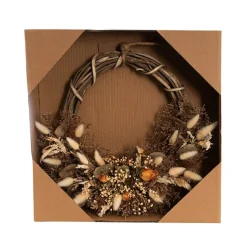 Preserved Dried Mixed Field Flower Wreath Beige (40cmD)