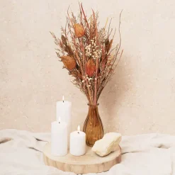 Preserved Dried Mixed Flower Bouquet Orange (38cmH)