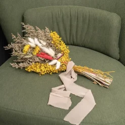 Preserved Dried Mixed Flower Arrangement Yellow (55cmH)