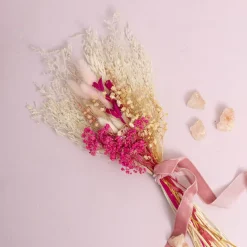 Preserved Dried Mixed Flower Arrangement Soft Pink (55cmH)