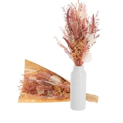 Preserved Dried Mixed Flower Bouquet Pink (38cmH)