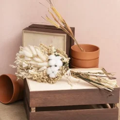 Preserved Dried Mixed Flower Arrangement Creamy White(55cmH)