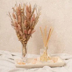 Preserved Dried Mixed Flower Bouquet Beige (38cmH)