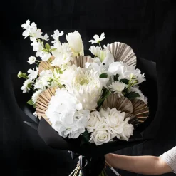 Preserved Dried Round Cut Palm Leaf Champagne (40-45cmH)