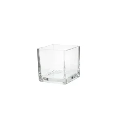 Pressed Glass Cube Mini Vase Clear (6x6x6cmH)