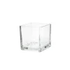 Pressed Glass Cube Vase Clear (10x10x10cmH)