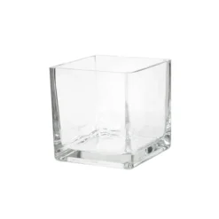 Pressed Glass Cube Vase Clear (12x12x12cmH)