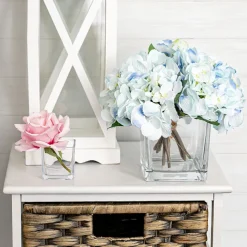 Pressed Glass Cube Vase Clear (12x12x12cmH)