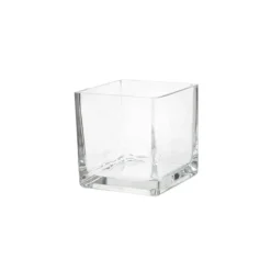 Pressed Glass Cube Vase Clear (8x8x8cmH)