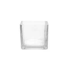 Pressed Glass Cube Vase Clear (8x8x8cmH)