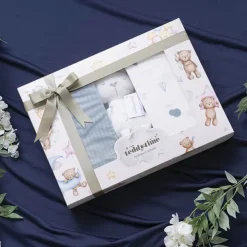Printed 100% Cotton Baby Gift Box Set 8 Soft Blue