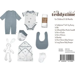 Printed 100% Cotton Baby Gift Box Set 8 Soft Blue