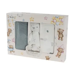 Printed 100% Cotton Baby Gift Box Set 8 Soft Blue