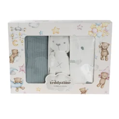Printed 100% Cotton Baby Gift Box Set 8 Soft Blue