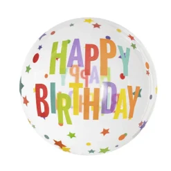 Printed Bubble Balloon 18" Happy Birthday Stars (46cmD)