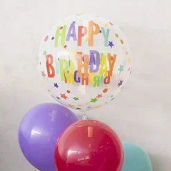 Printed Bubble Balloon 18" Happy Birthday Stars (46cmD)