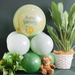 Printed Bubble Balloon 18" Happy Birthday Jungle (46cmD)