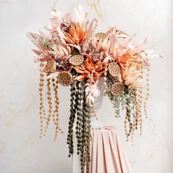 Protea Full Bloom Large Stem Apricot Peach (30cmDx78cmH)