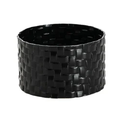 Rattan Look Metal Napkin Ring Pack 4 Black (4.5x3cmH)