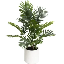 Real Touch Faux Palm Tree in White Pot Green (90cmH)