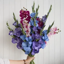 Real Touch Gladiolus x 5 Head Long Stem Purple (82cmH)