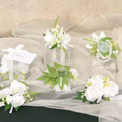 Real Touch Orchid & Rose Boutonniere in Box White (13cmH)